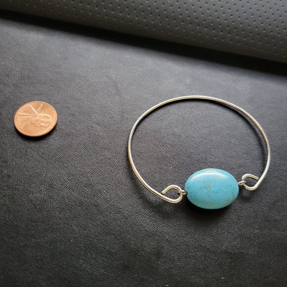 NWT BOHO WESTERN HANDMADE TURQUOISE METAL CUFF BRACELET - Picture 3 of 3